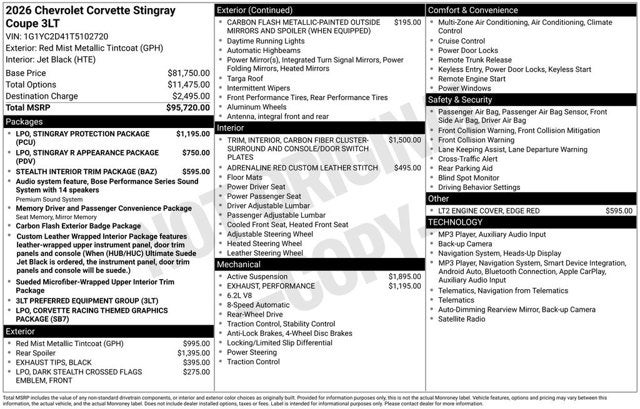 2026 Chevrolet Corvette 3LT