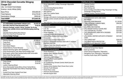 2016 Chevrolet Corvette 2LT