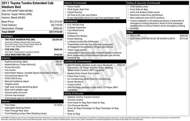 2011 Toyota Tundra 4WD Truck Grade