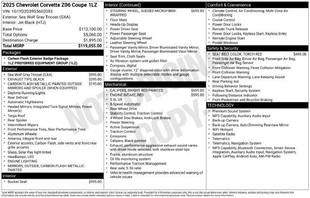 2025 Chevrolet Corvette Z06 1LZ
