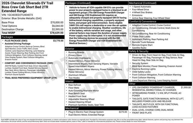 2026 Chevrolet Silverado EV Extended Range Trail Boss