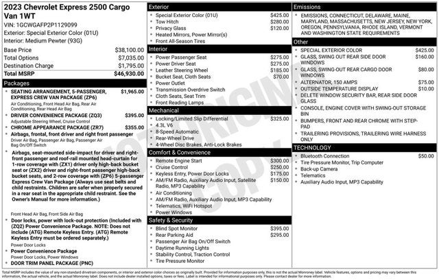 2023 Chevrolet Express Cargo Van Work Van