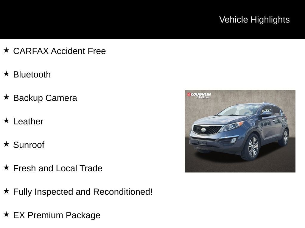Used 2016 Kia Sportage EX with VIN KNDPCCAC9G7836312 for sale in Lewis Center, OH