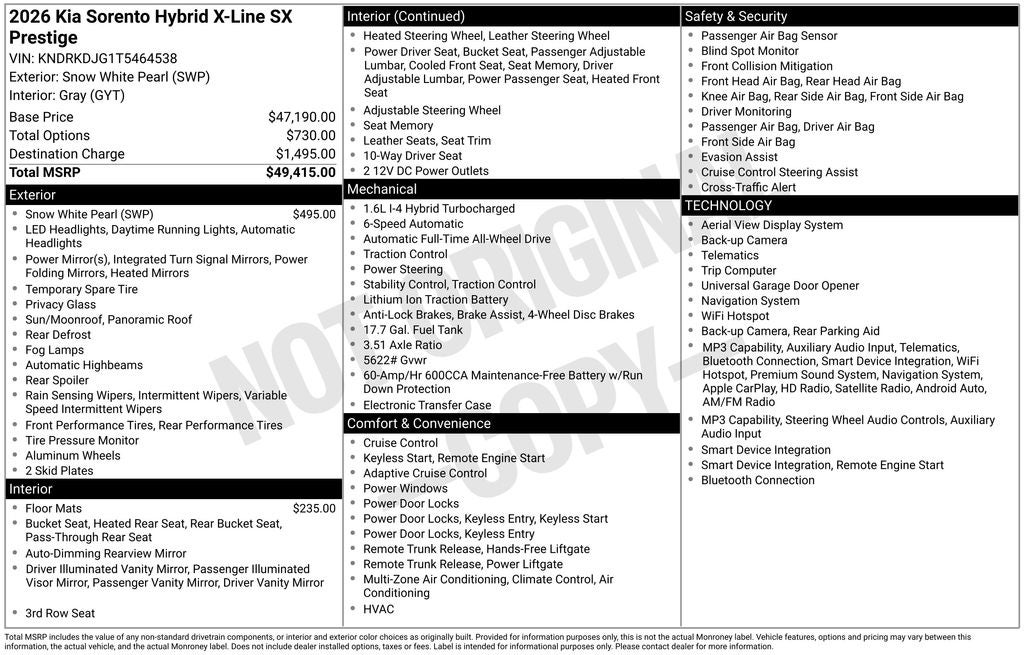2026 Kia Sorento Hybrid X-Line SX Prestige