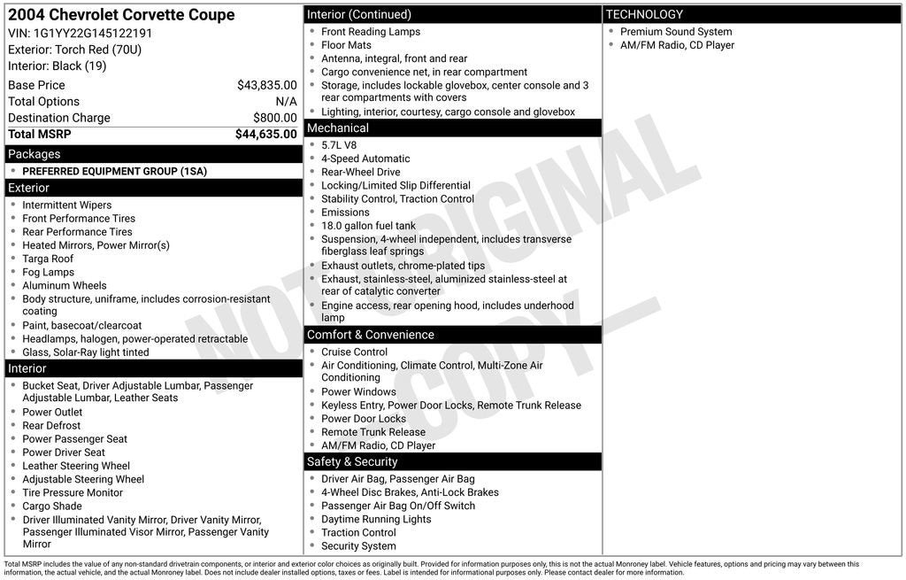 2004 Chevrolet Corvette Base