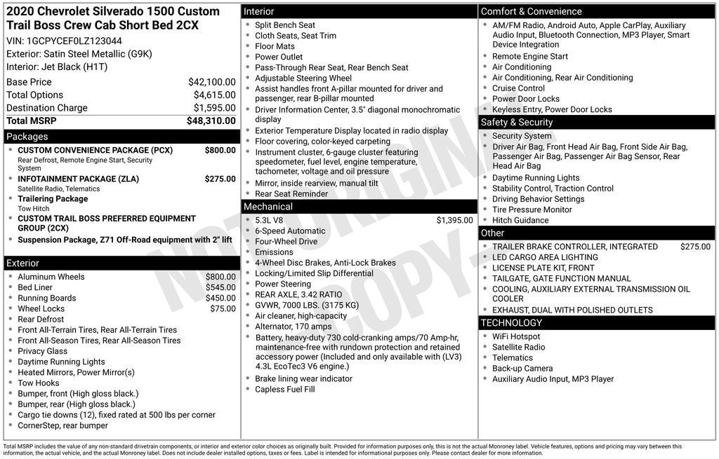 2020 Chevrolet Silverado 1500 Custom Trail Boss