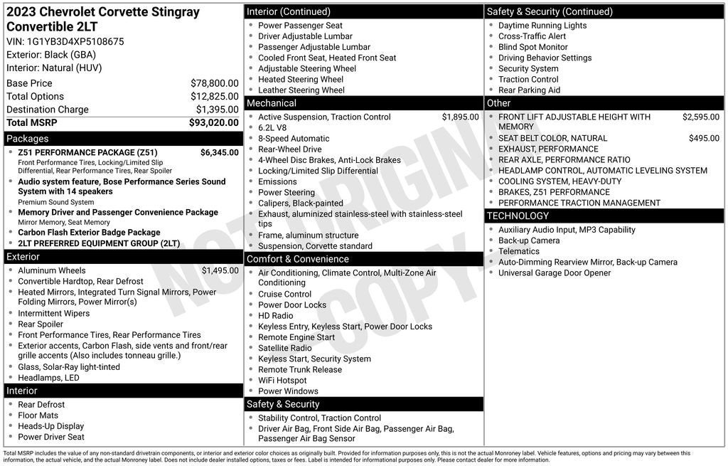 2023 Chevrolet Corvette Stingray 2LT