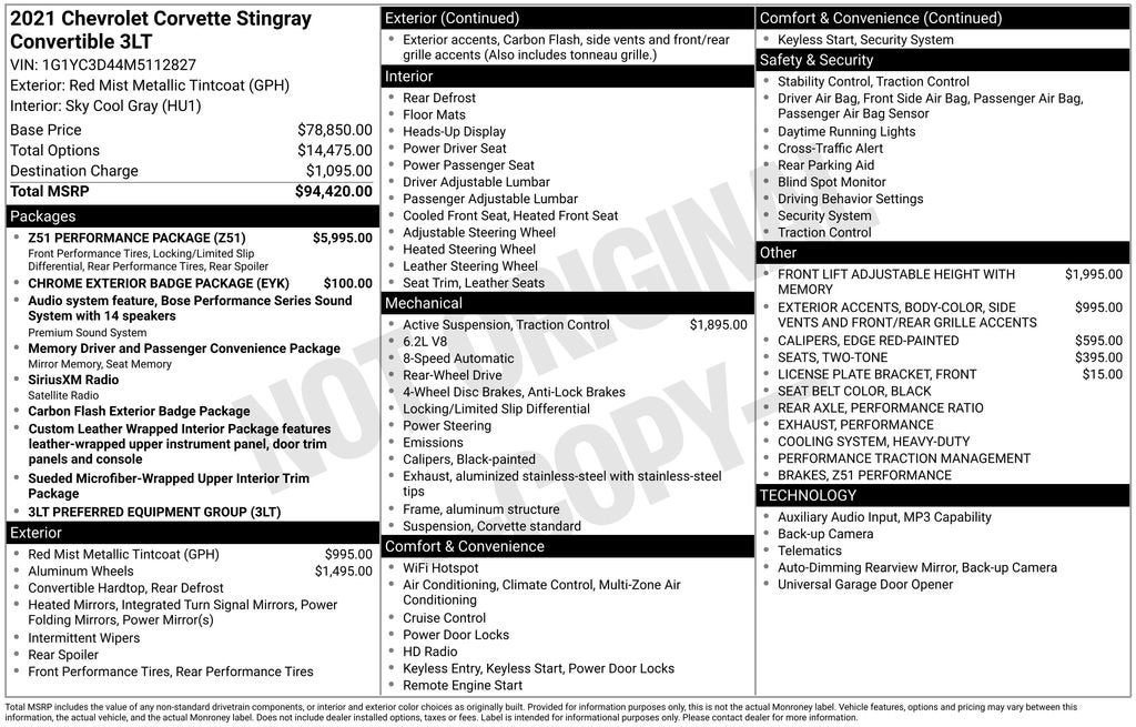2021 Chevrolet Corvette Stingray 3LT
