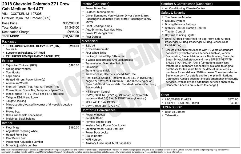 2018 Chevrolet Colorado 4WD Z71