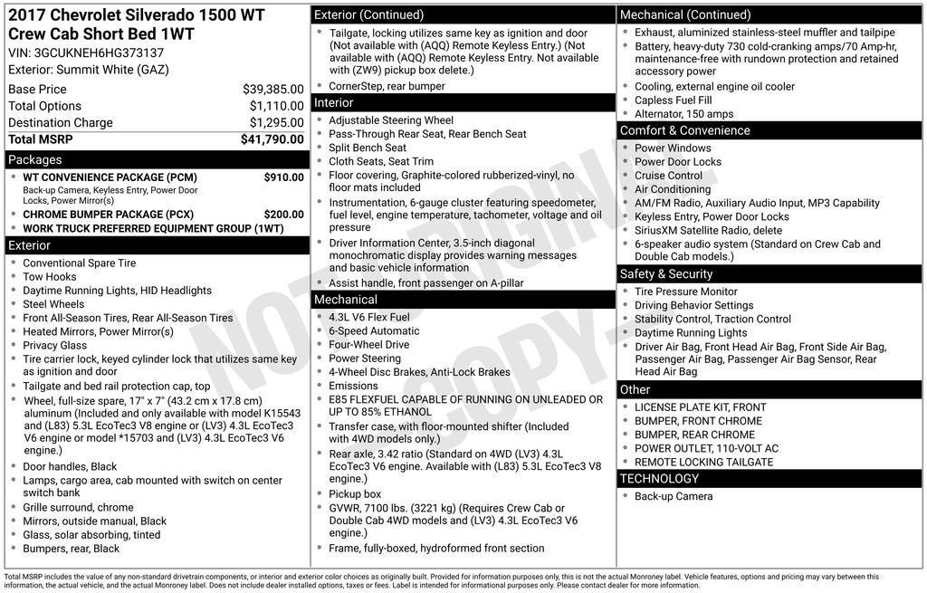2017 Chevrolet Silverado 1500 Work Truck