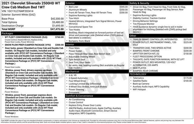 2021 Chevrolet Silverado 2500 HD Work Truck