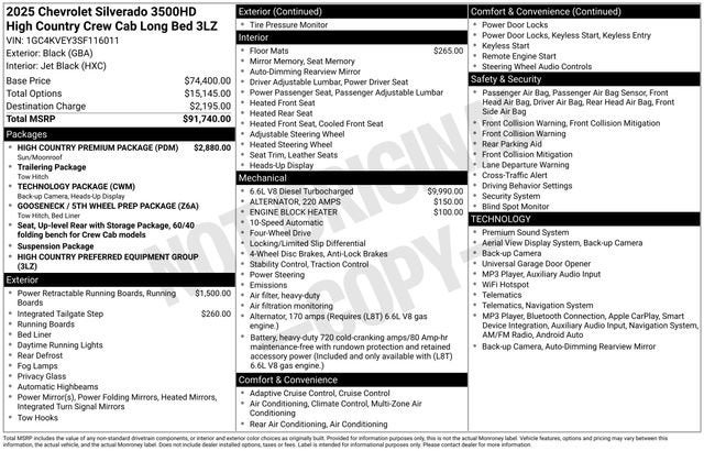 2025 Chevrolet Silverado 3500 HD High Country DRW