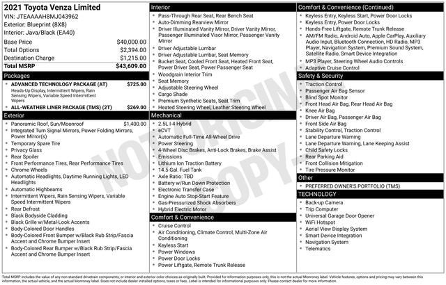 2021 Toyota Venza LE